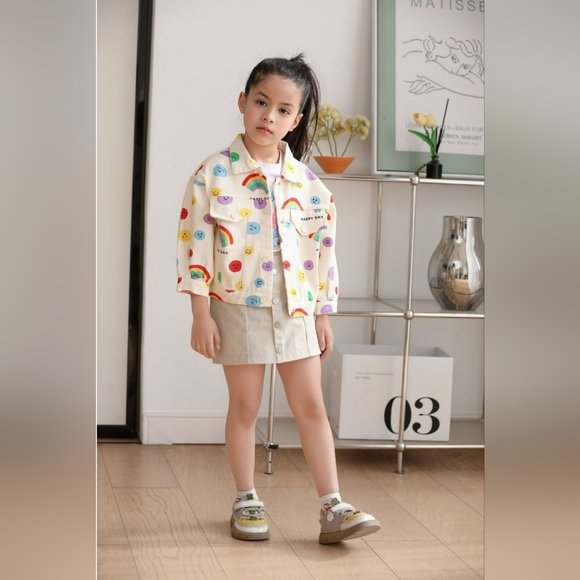 Denim Bay Toddler Girl Print Denim Jacket, Size: 4T - Picture 3 of 10